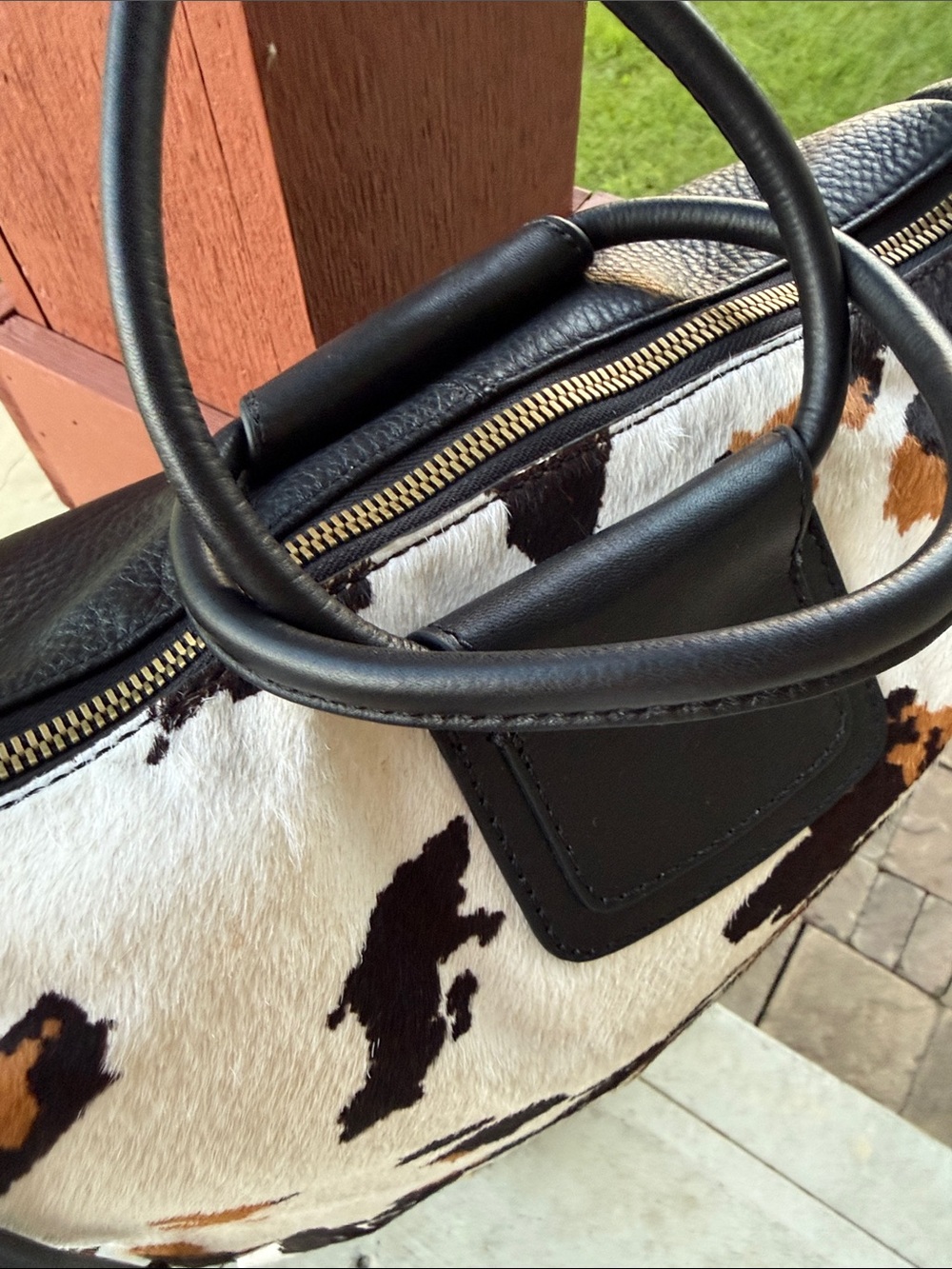 HOBO Sheila Large Satchel In Hair-On Leather; Cow Print Black And Brown - Picture 11 of 11